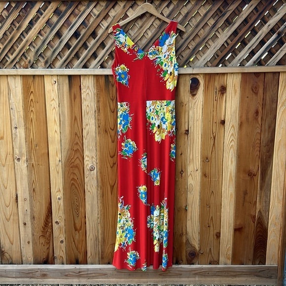 Lauren Ralph Lauren A Line Long Floral Jersey Sleeveless Maxi Dress Sz 10 - Picture 6 of 8